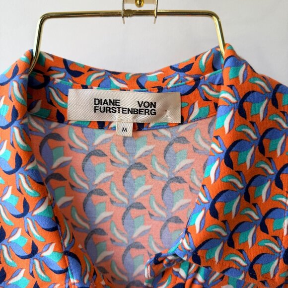 Diane von Furstenberg Didi Dress geometric Print Women’s, blue/orange Size M - Picture 4 of 12